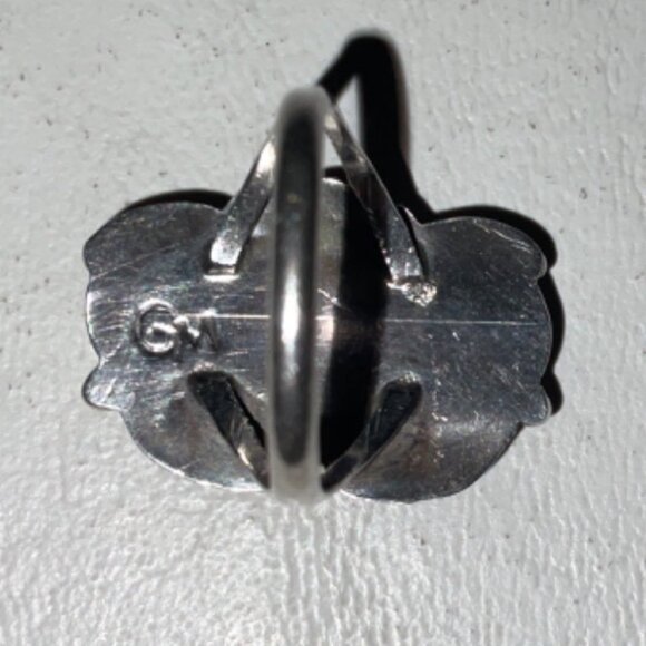 Ring Size 5.5 2 Mother of Pearl 10mm x 8mm Native Possibly Old Pawn Sterling Sil - Picture 7 of 14